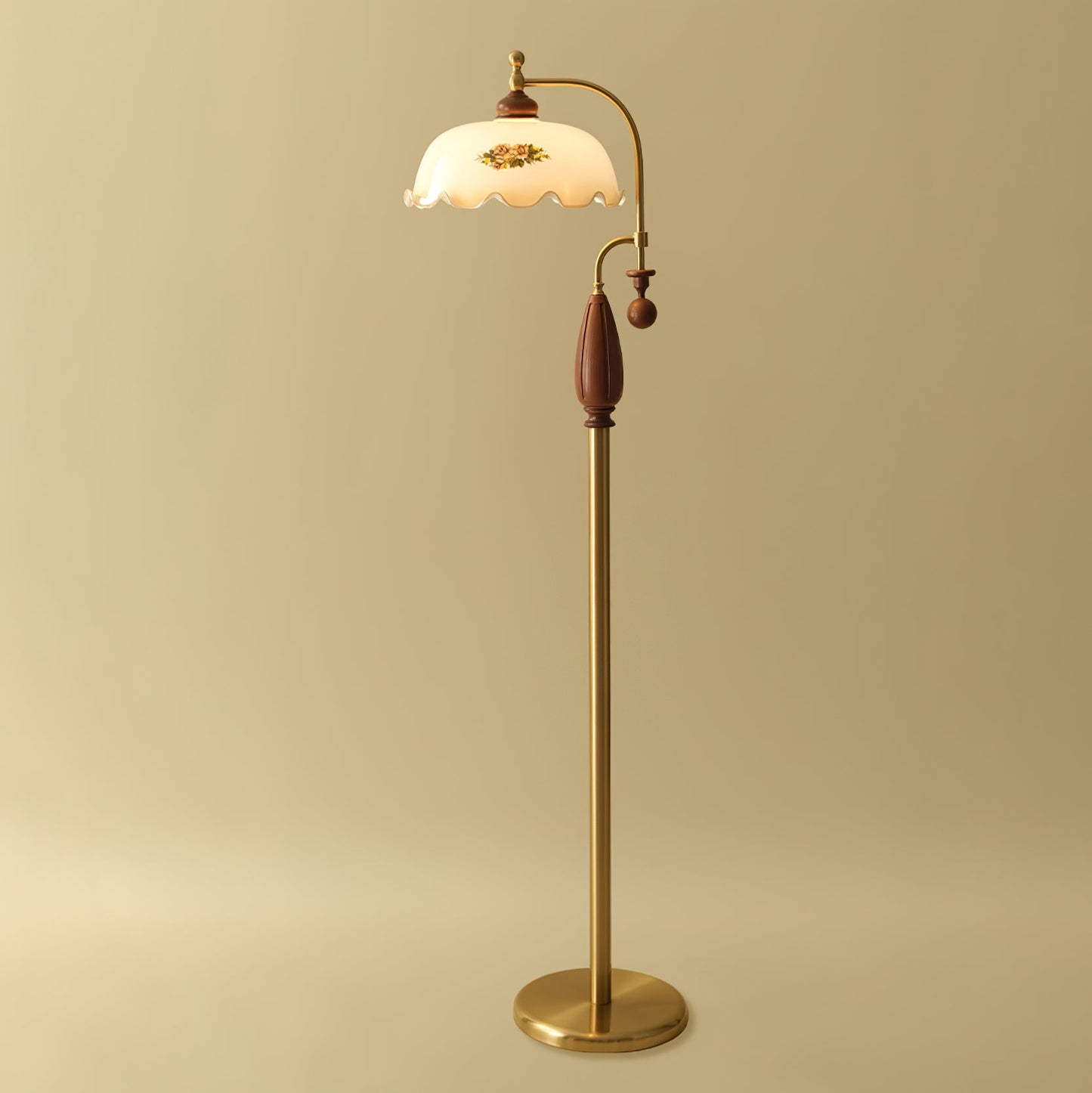 Heritage Bloom Floor Lamp with LED Shade - Vintage Design