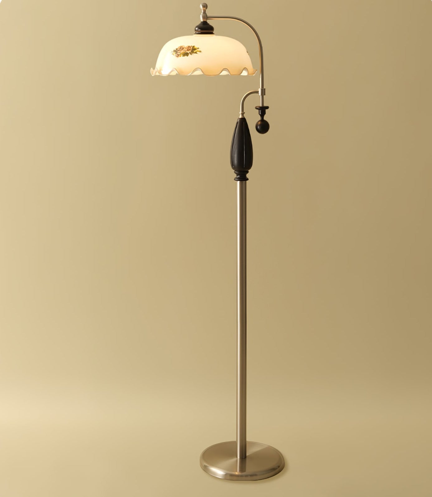 Heritage Bloom Floor Lamp with LED Shade - Vintage Design