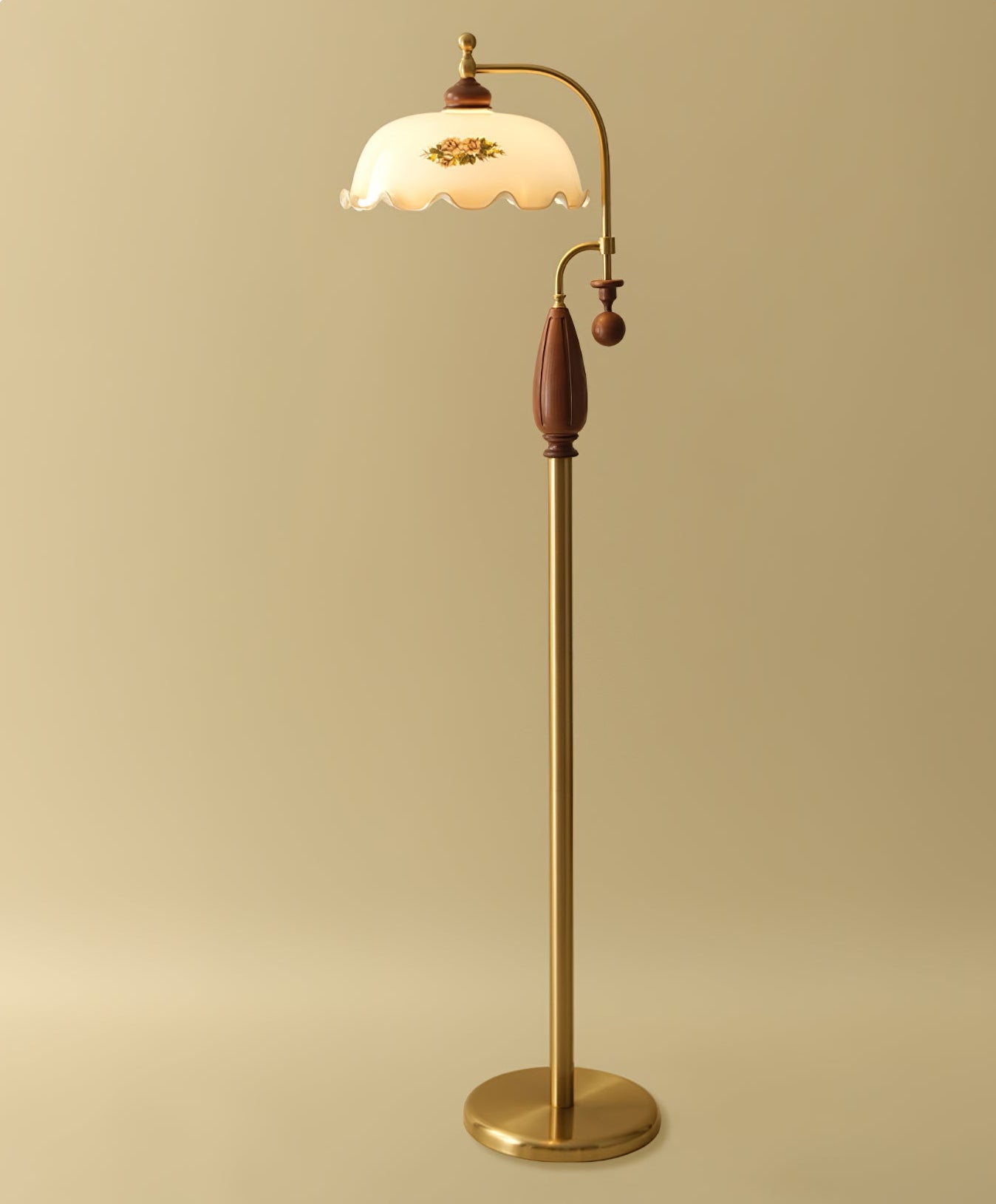 Heritage Bloom Floor Lamp with LED Shade - Vintage Design