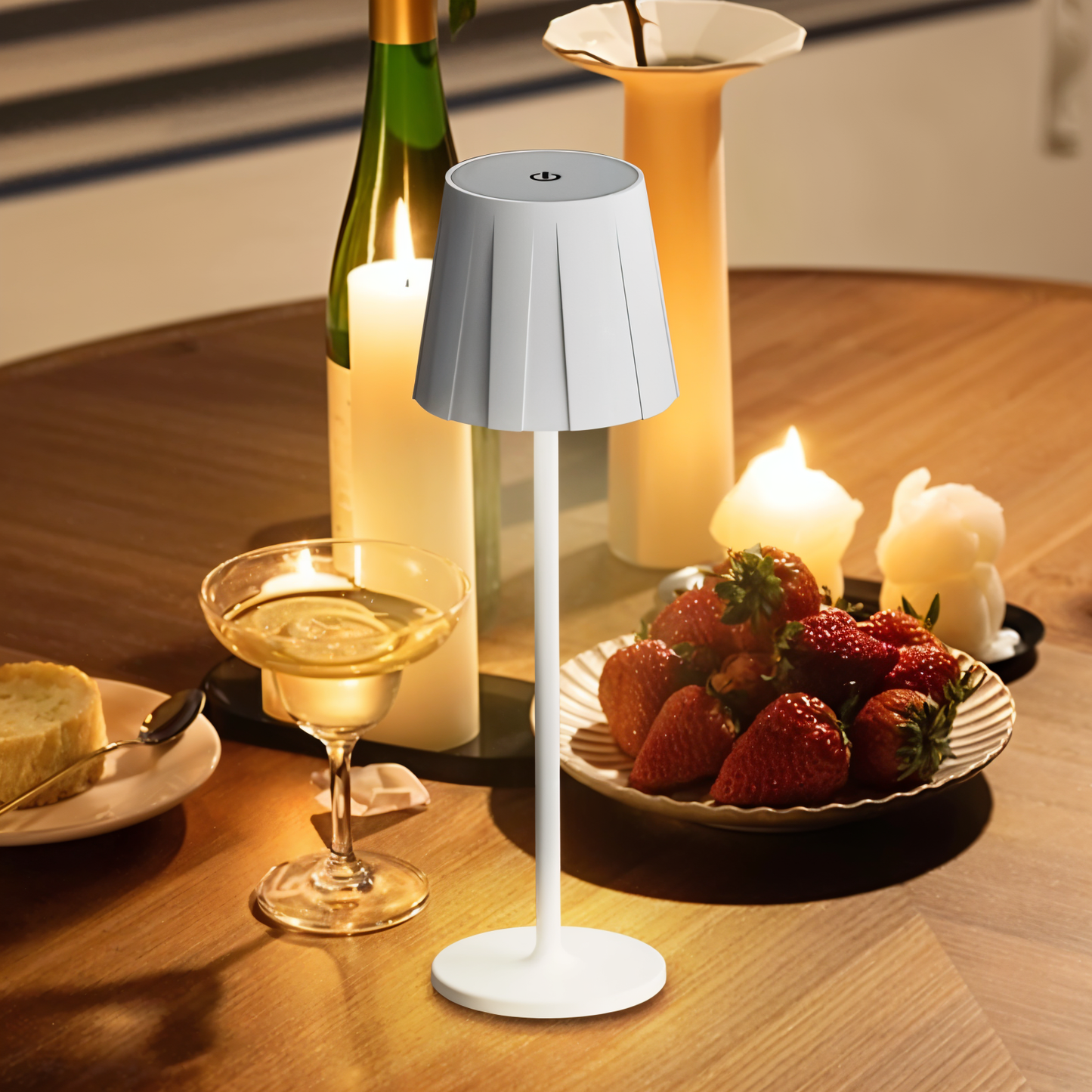 AcrylLume Wireless LED Table Lamp with Pleated Design