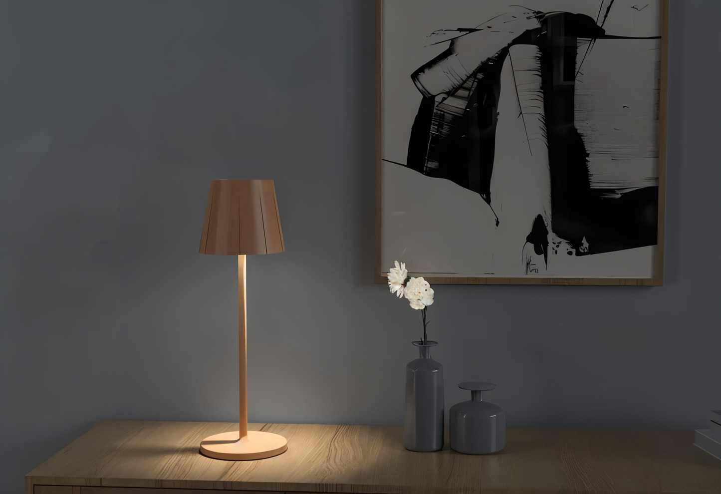 AcrylLume Wireless LED Table Lamp with Pleated Design