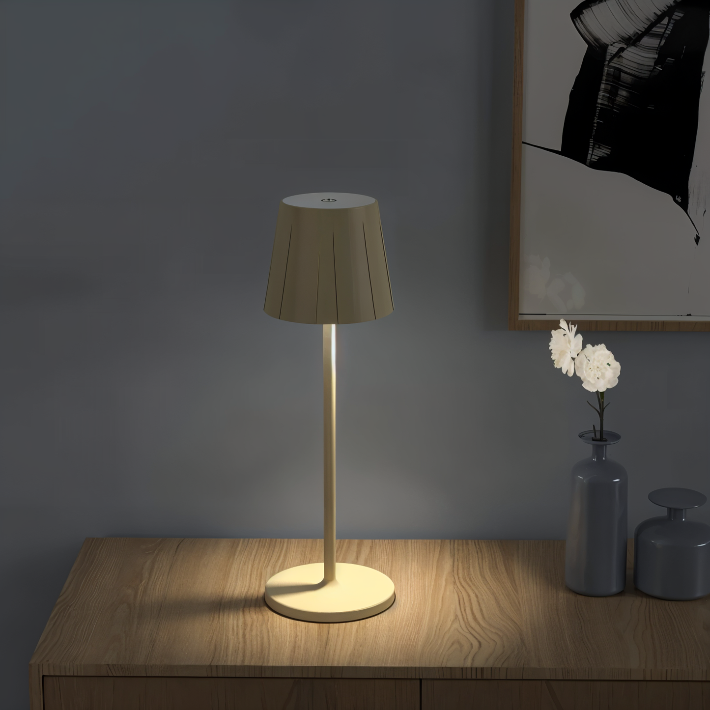 AcrylLume Wireless LED Table Lamp with Pleated Design
