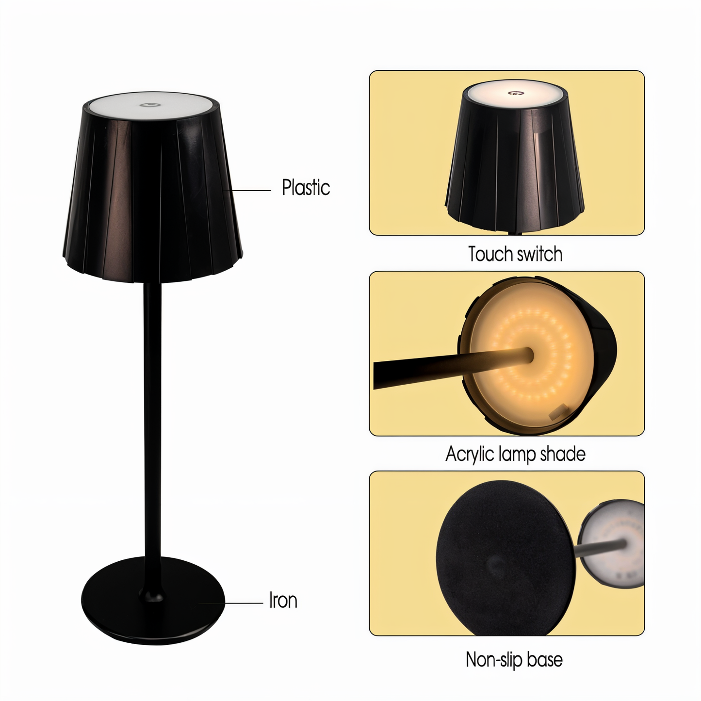 AcrylLume Wireless LED Table Lamp with Pleated Design