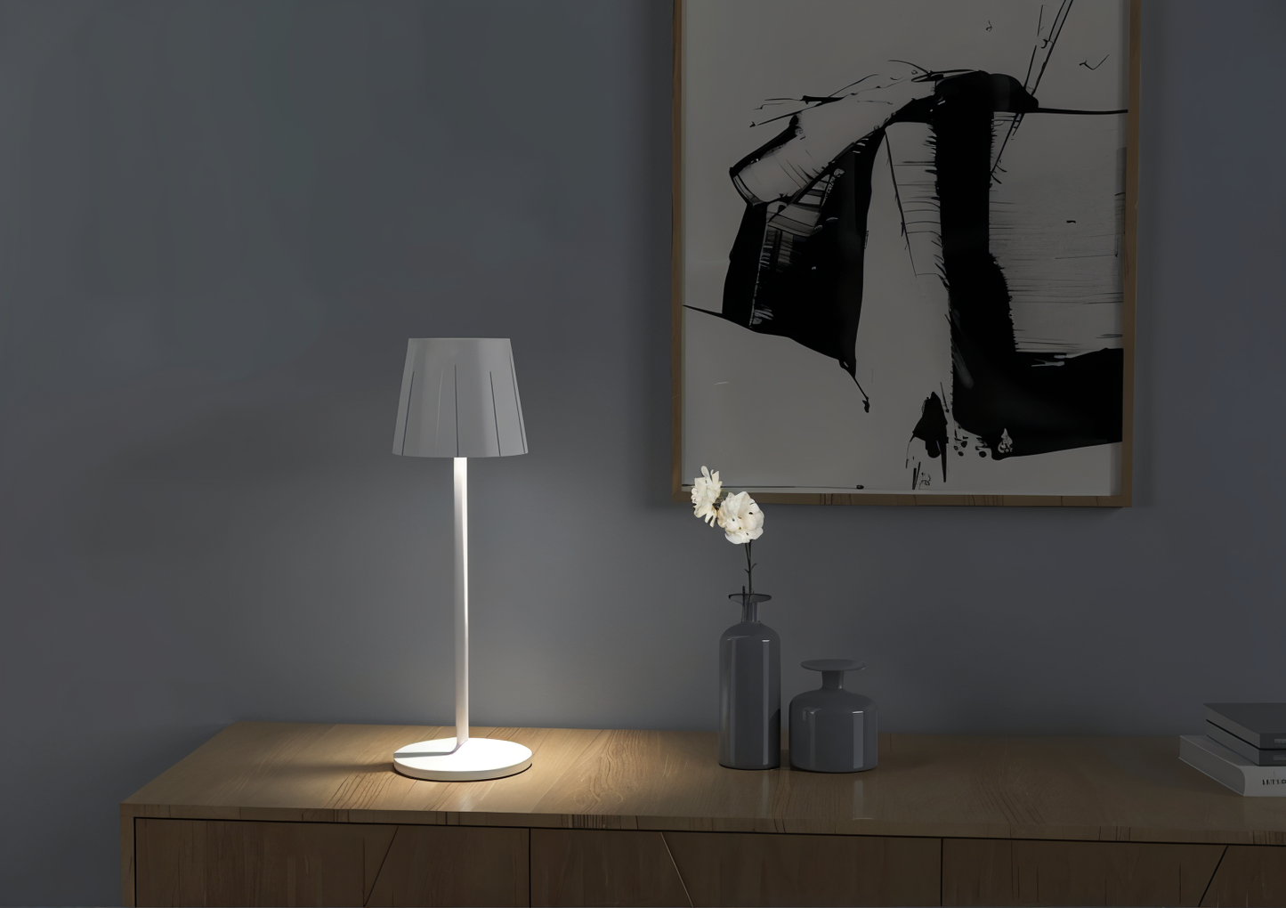 AcrylLume Wireless LED Table Lamp with Pleated Design