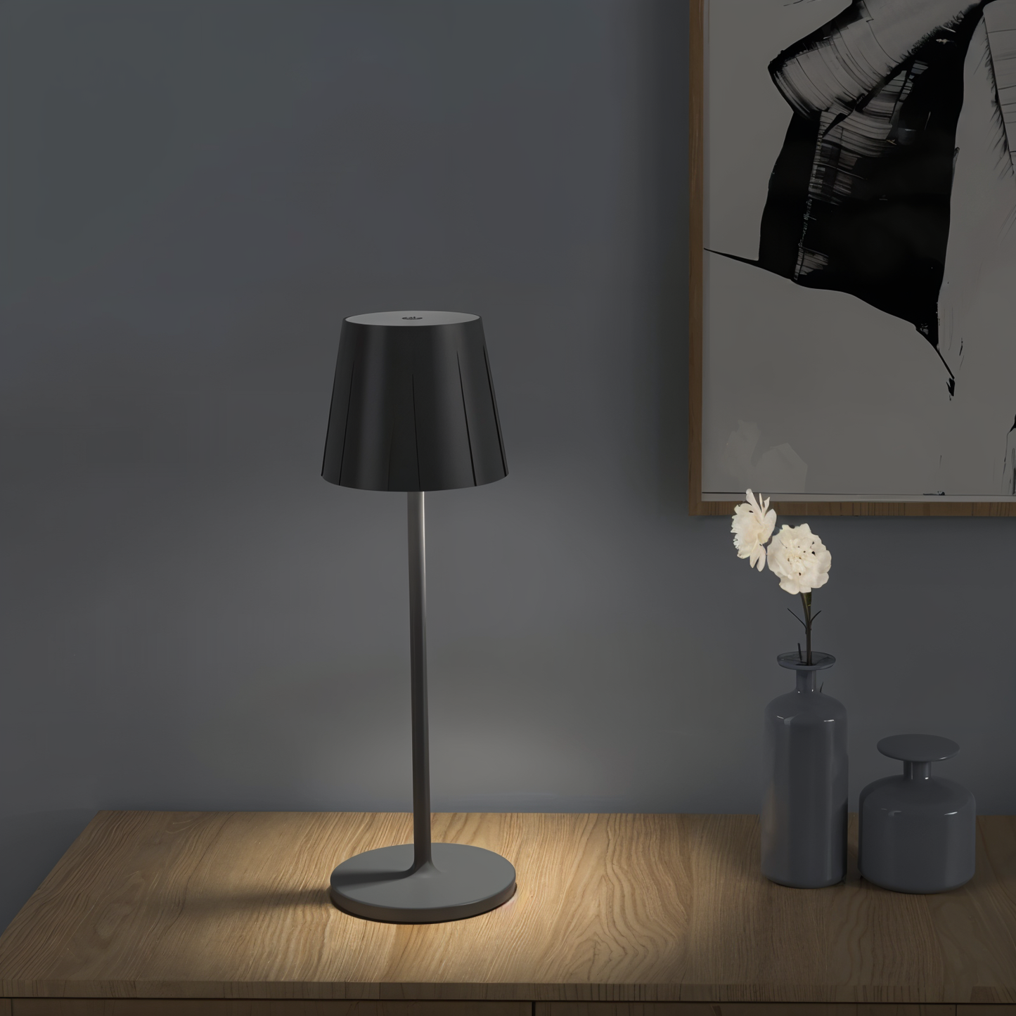 AcrylLume Wireless LED Table Lamp with Pleated Design