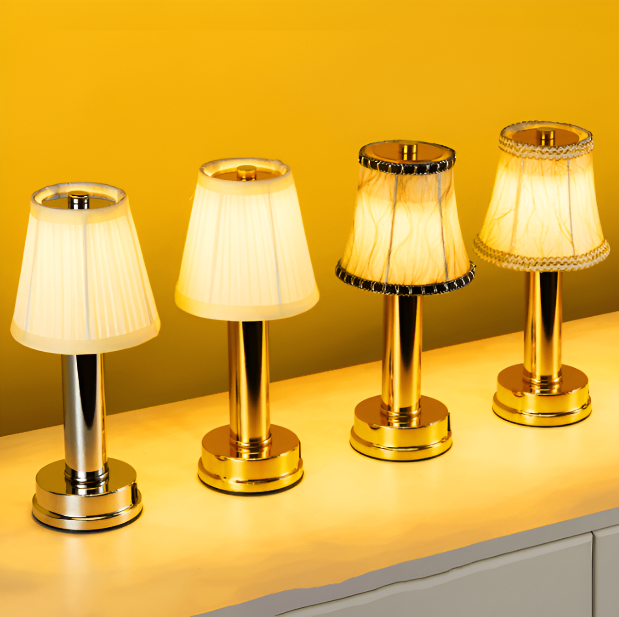 Vintage Flare Dimmable Aluminium Table Lamp with Fabric Shade