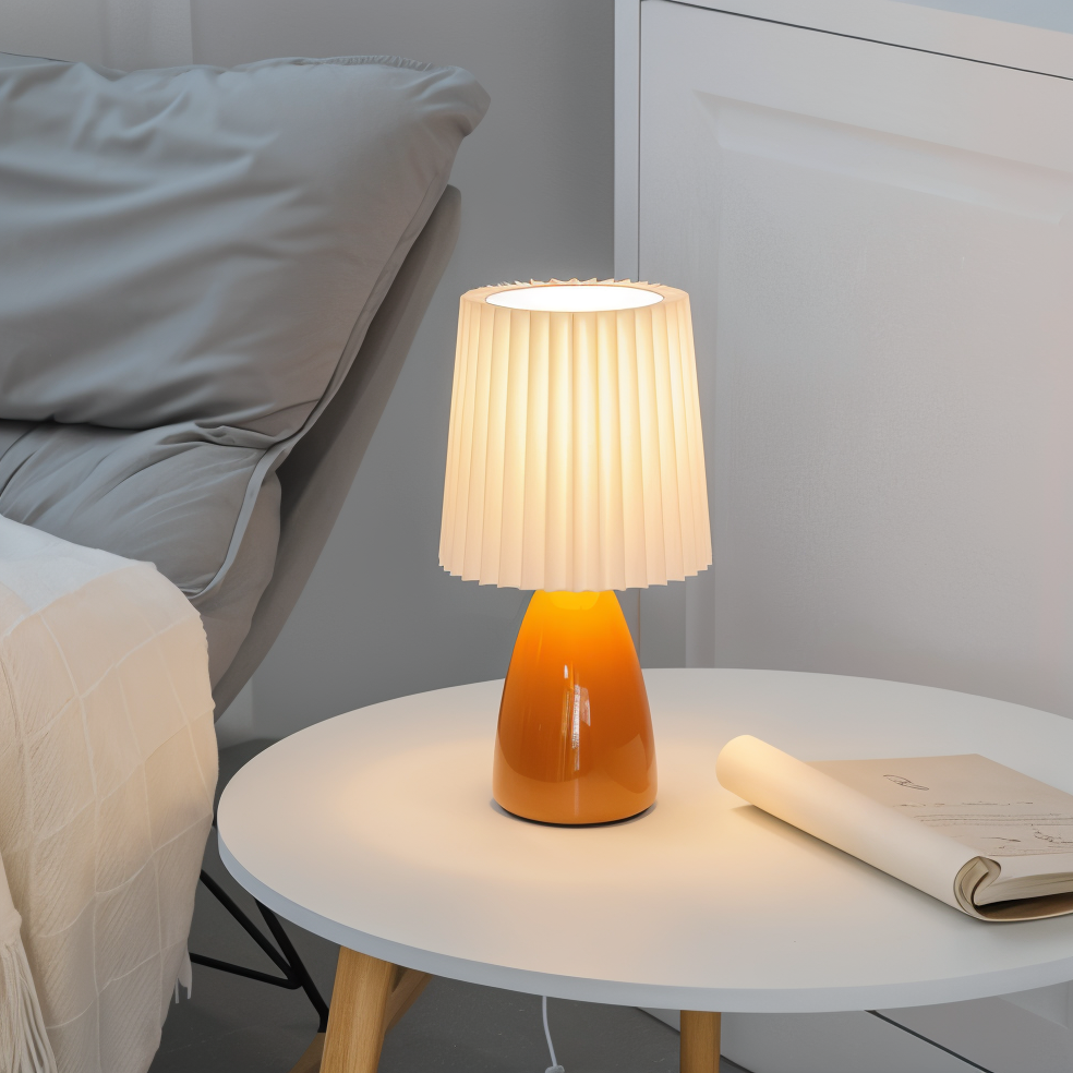 ConePleated Table Lamp - LED Ceramic Milkshake Desk Light