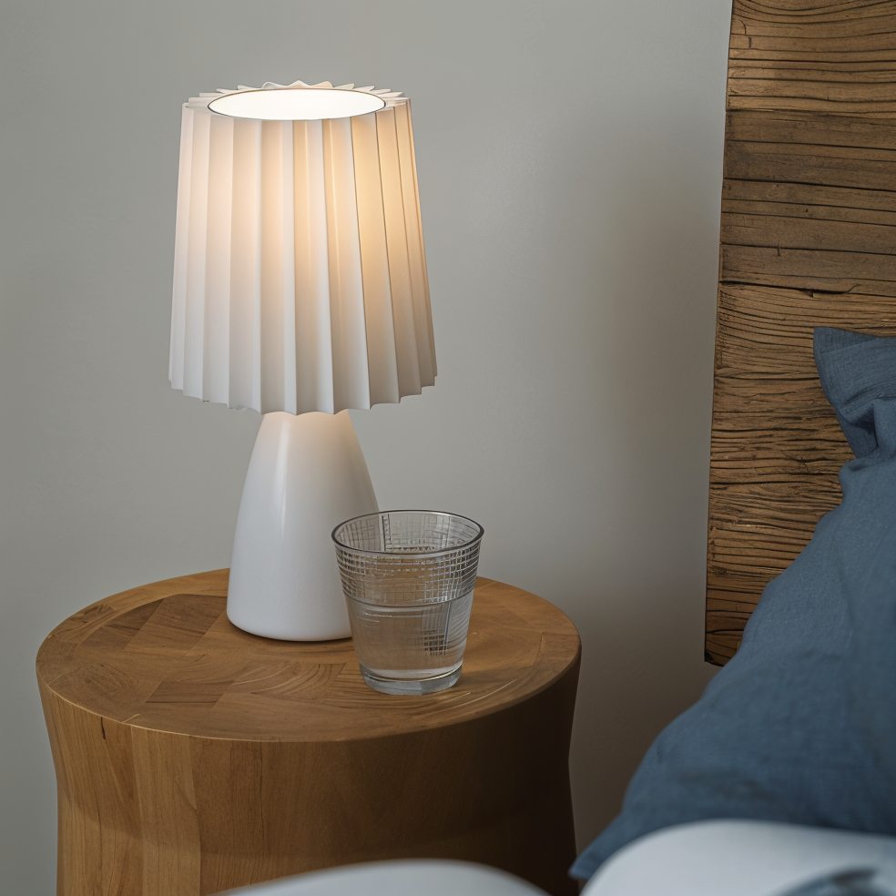 ConePleated Table Lamp - LED Ceramic Milkshake Desk Light