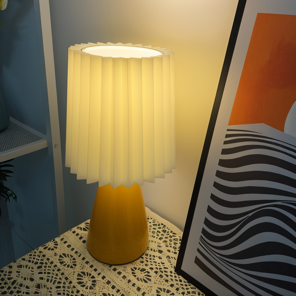 ConePleated Table Lamp - LED Ceramic Milkshake Desk Light