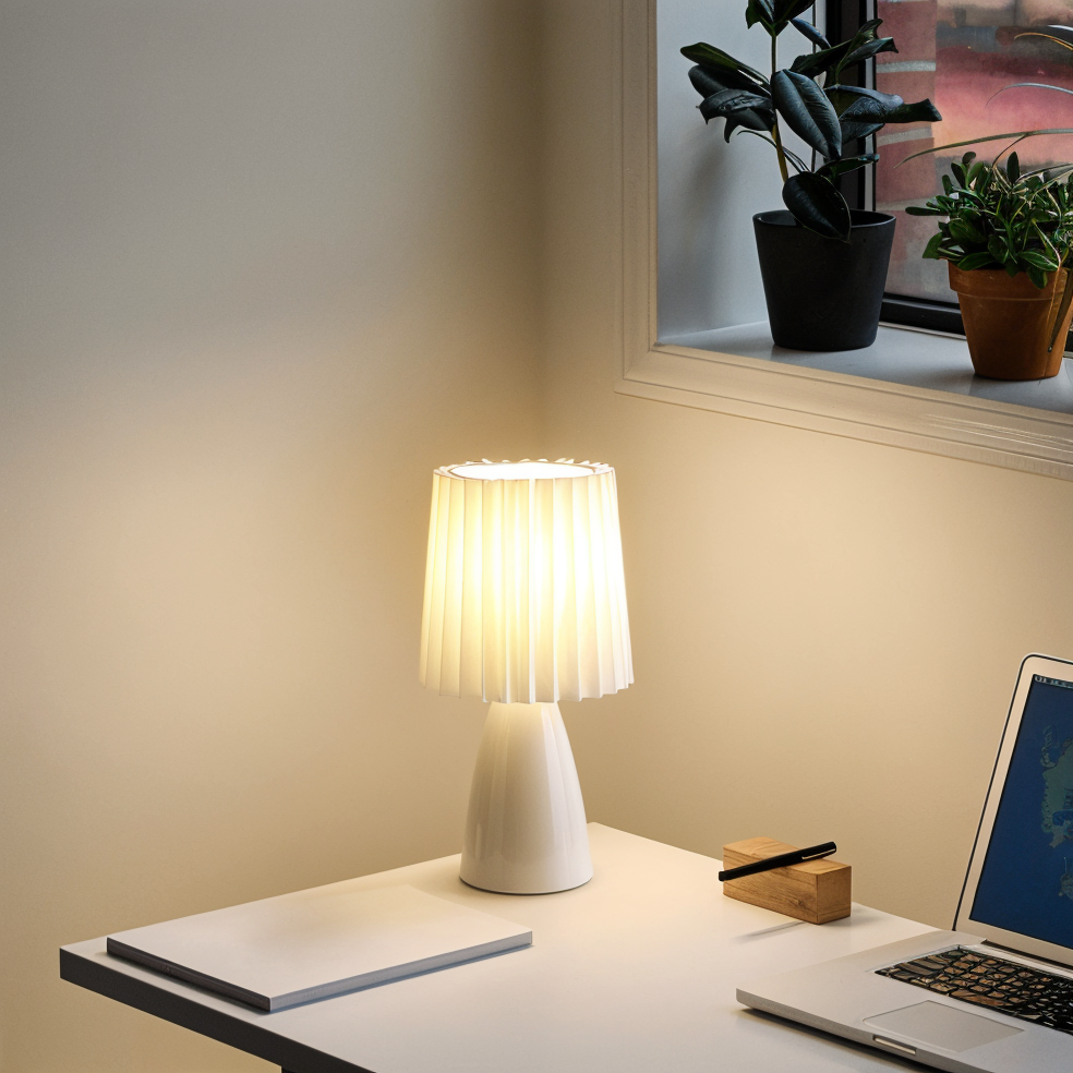 ConePleated Table Lamp - LED Ceramic Milkshake Desk Light