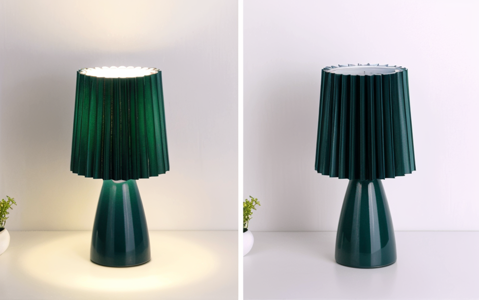 ConePleated Table Lamp - LED Ceramic Milkshake Desk Light
