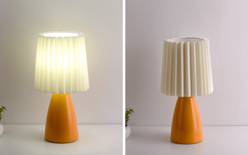ConePleated Table Lamp - LED Ceramic Milkshake Desk Light