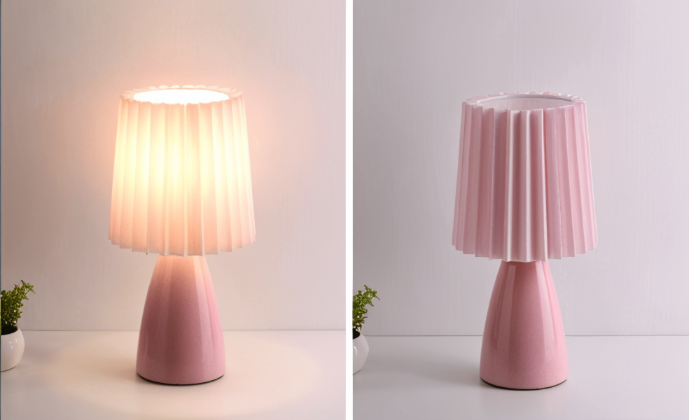 ConePleated Table Lamp - LED Ceramic Milkshake Desk Light