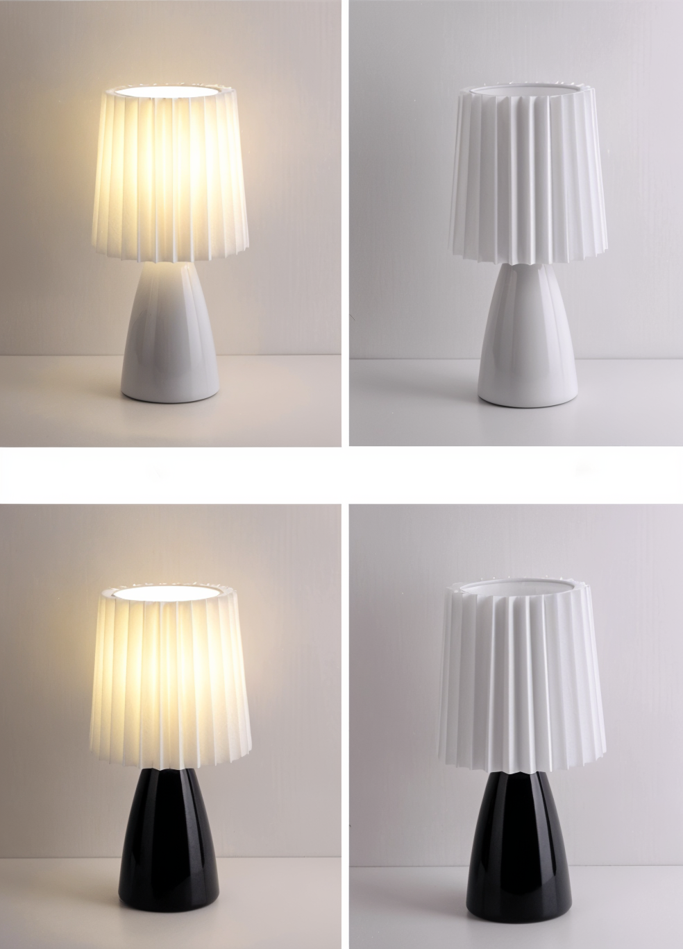 ConePleated Table Lamp - LED Ceramic Milkshake Desk Light