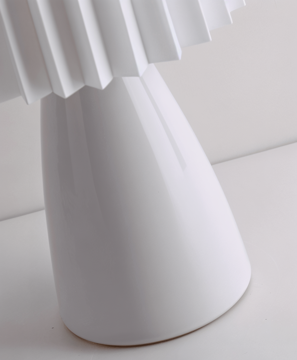 ConePleated Table Lamp - LED Ceramic Milkshake Desk Light