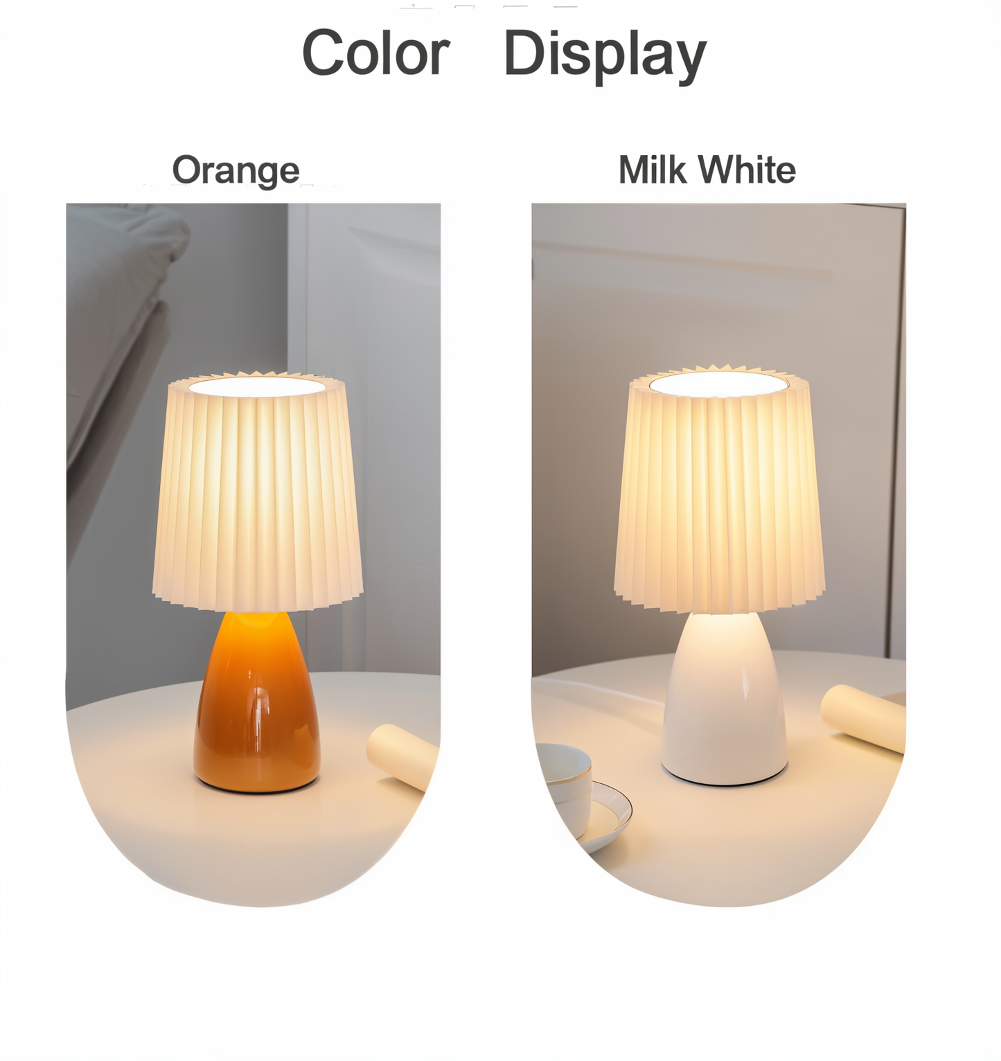 ConePleated Table Lamp - LED Ceramic Milkshake Desk Light