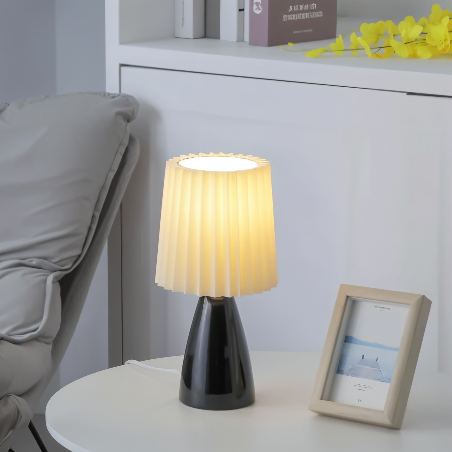 ConePleated Table Lamp - LED Ceramic Milkshake Desk Light