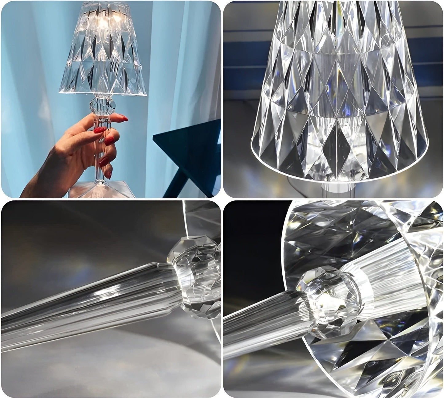 CrystalGlow LED Crystal Table Lamp Projection Night Light