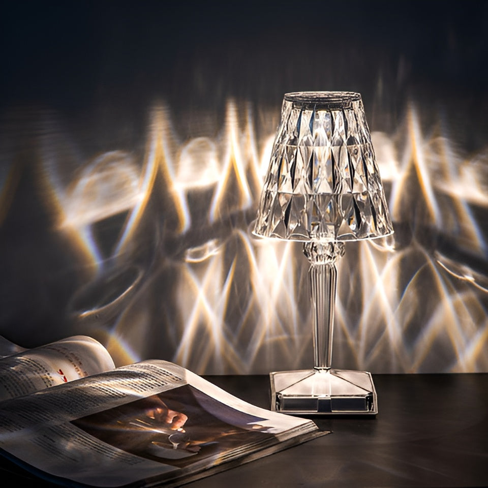CrystalGlow LED Crystal Table Lamp Projection Night Light