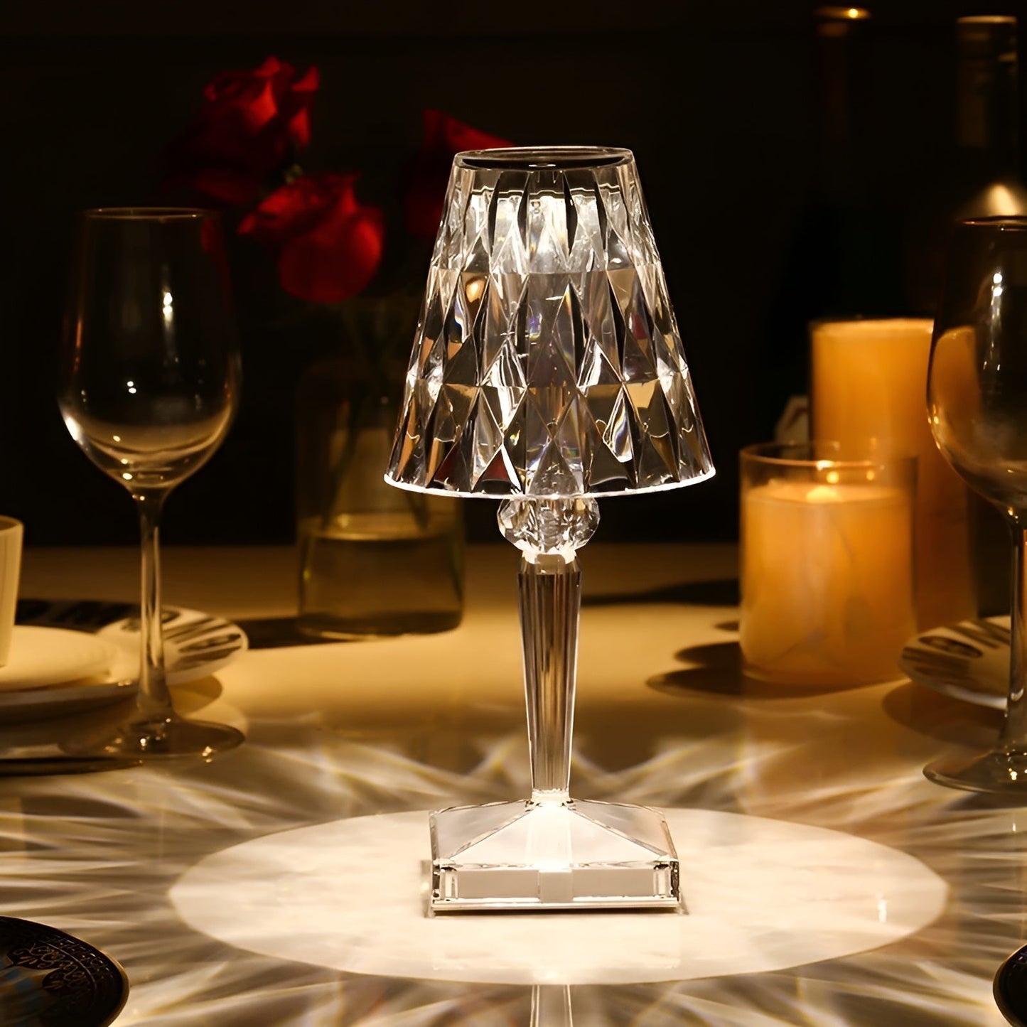 CrystalGlow LED Crystal Table Lamp Projection Night Light