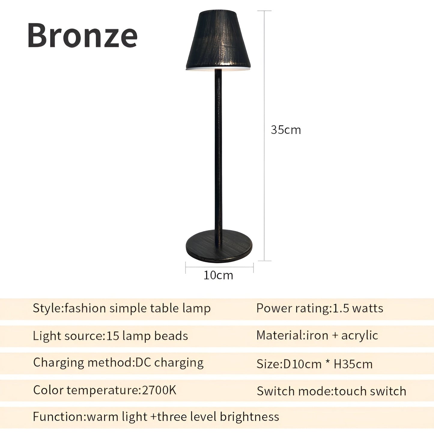 RoyaleGlow Modern LED Table Lamp with Touch Control & USB Port