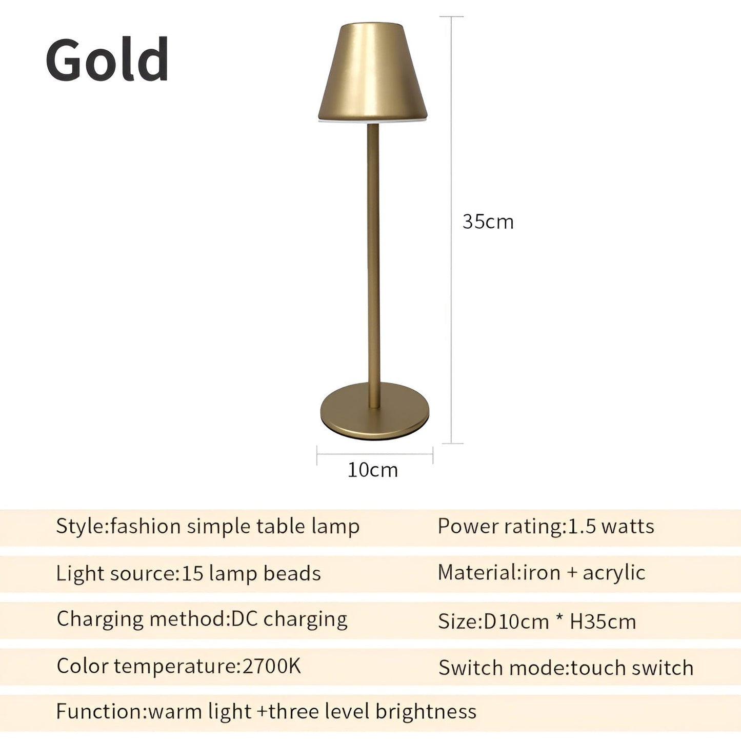 RoyaleGlow Modern LED Table Lamp with Touch Control & USB Port