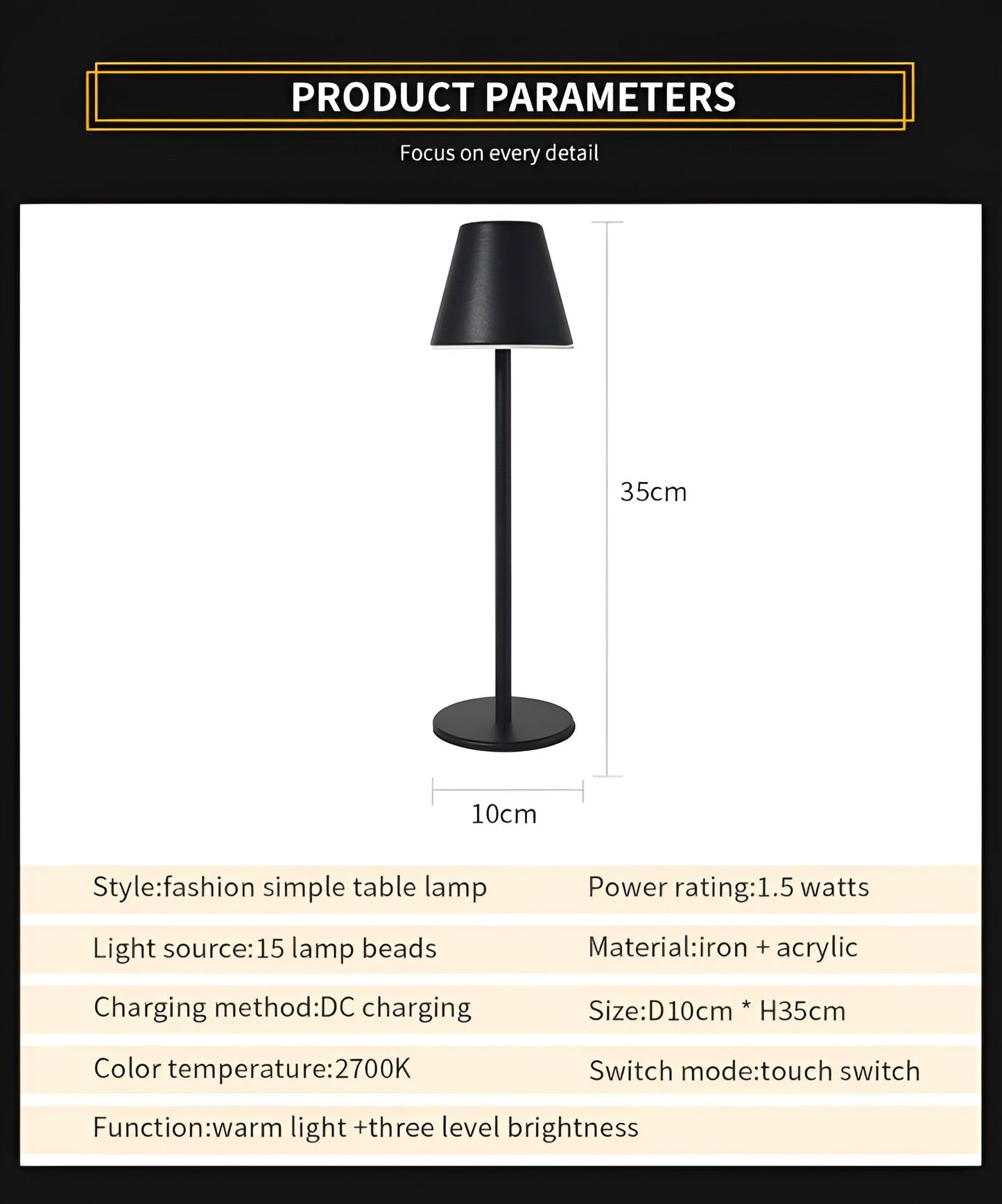 RoyaleGlow Modern LED Table Lamp with Touch Control & USB Port