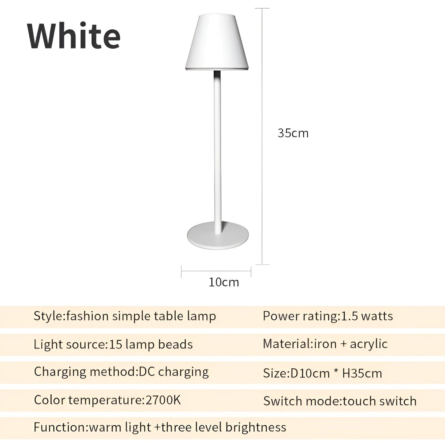 RoyaleGlow Modern LED Table Lamp with Touch Control & USB Port