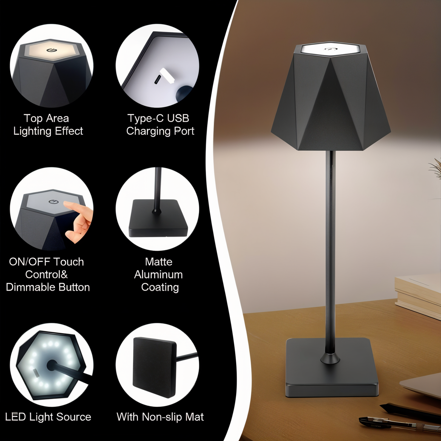 PolyLamp - Portable Hexagon LED Table Lamp - Waterproof & Rechargeable