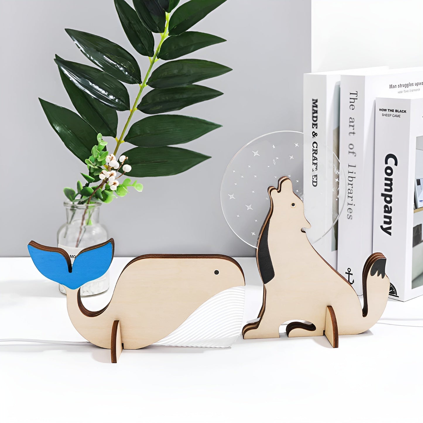 Wildlife Lamp - Wooden Acrylic Animal LED Night Light