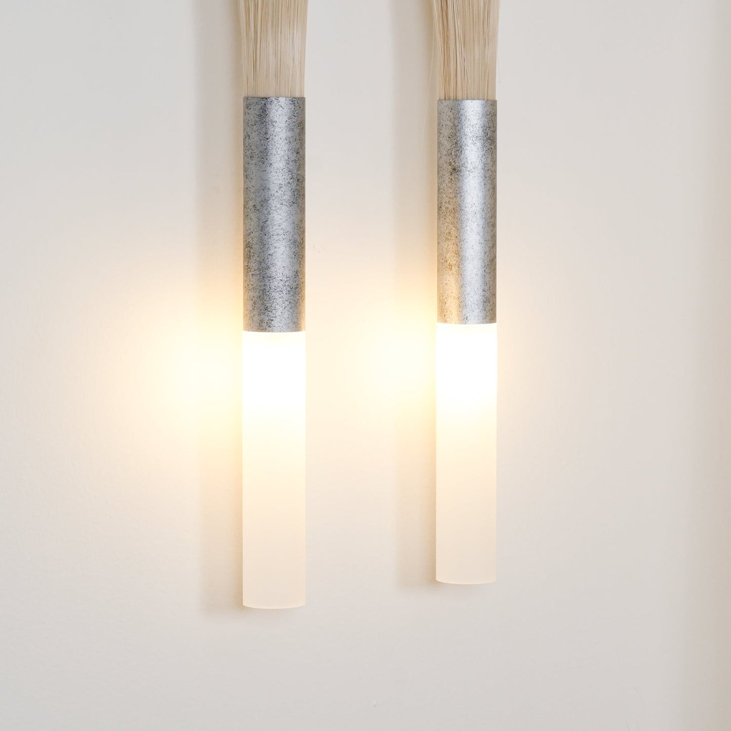 Horsehair Wall Lamp with Wrought Iron and Glass Design