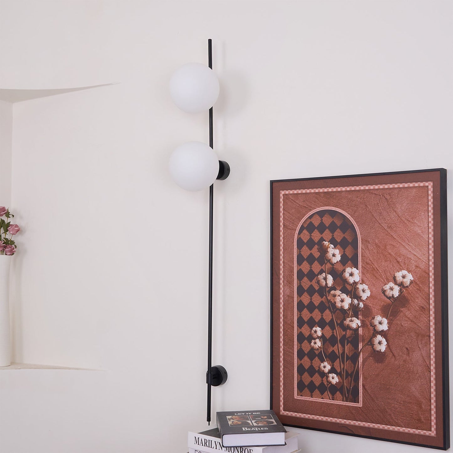 Houseof Plug-in Wall Light with White Glass Shade LED
