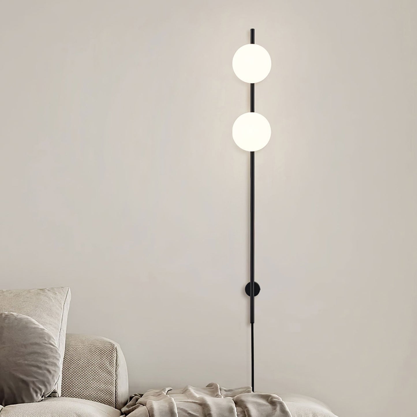 Houseof Plug-in Wall Light with White Glass Shade LED