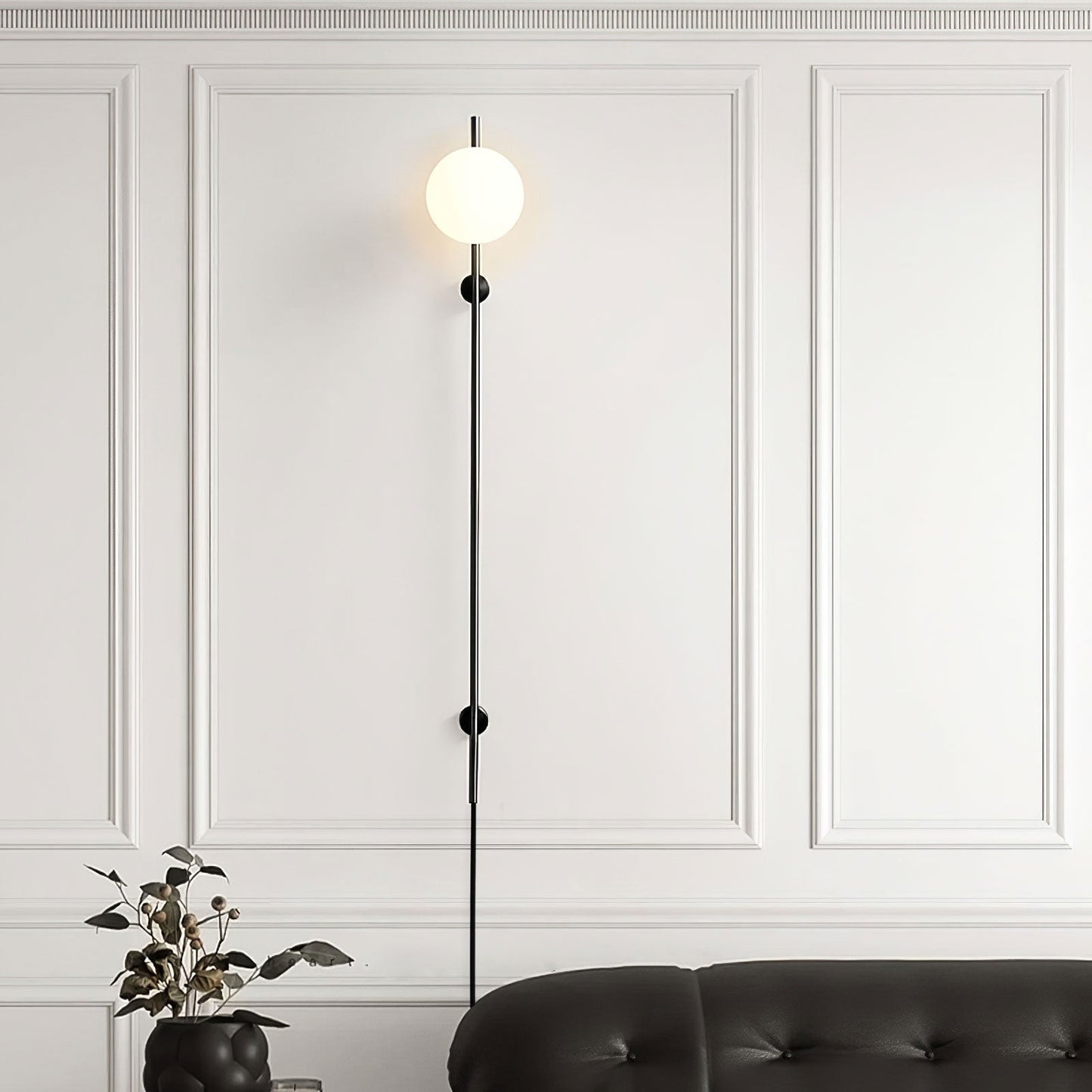 Houseof Plug-in Wall Light with White Glass Shade LED