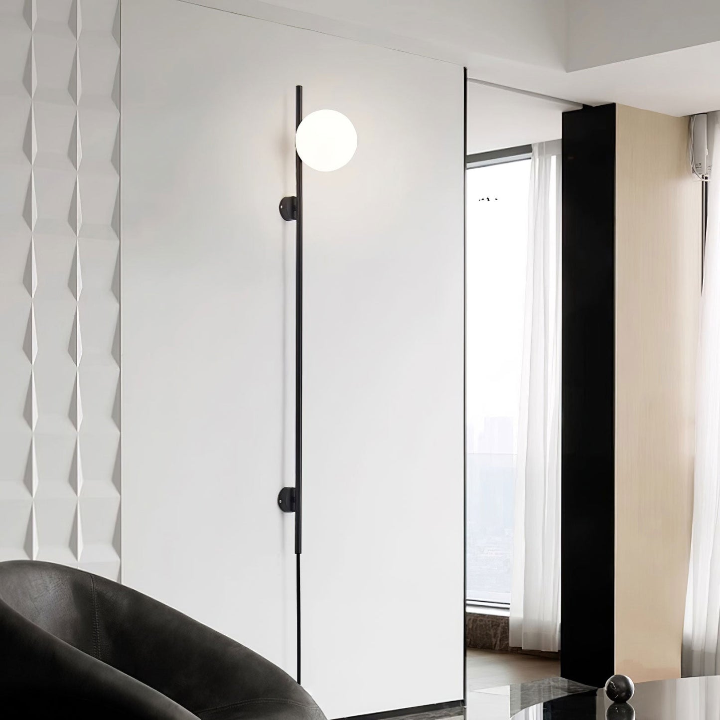 Houseof Plug-in Wall Light with White Glass Shade LED