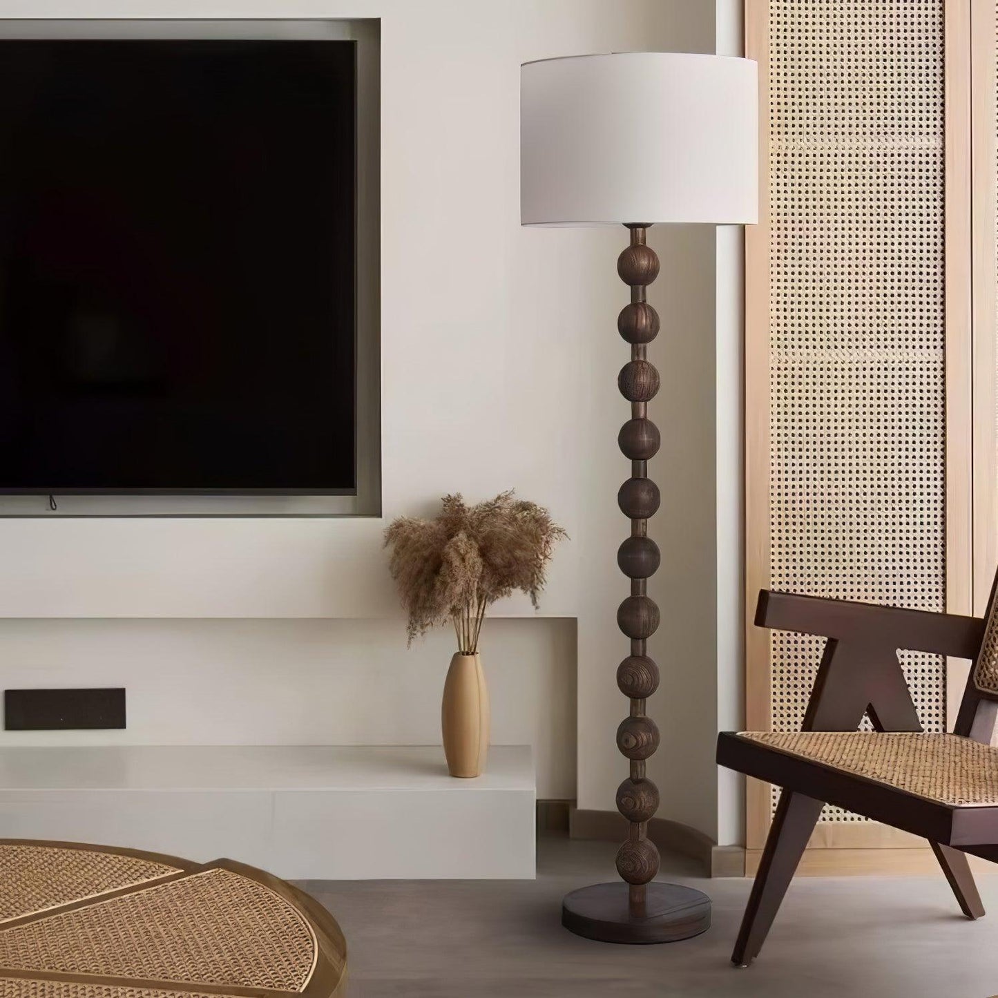 Hugo Barbell Floor Lamp - LED Indoor Lighting, Ash Wood