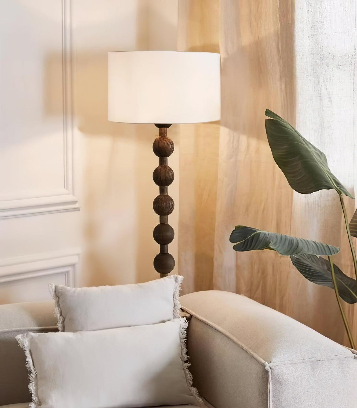 Hugo Barbell Floor Lamp - LED Indoor Lighting, Ash Wood