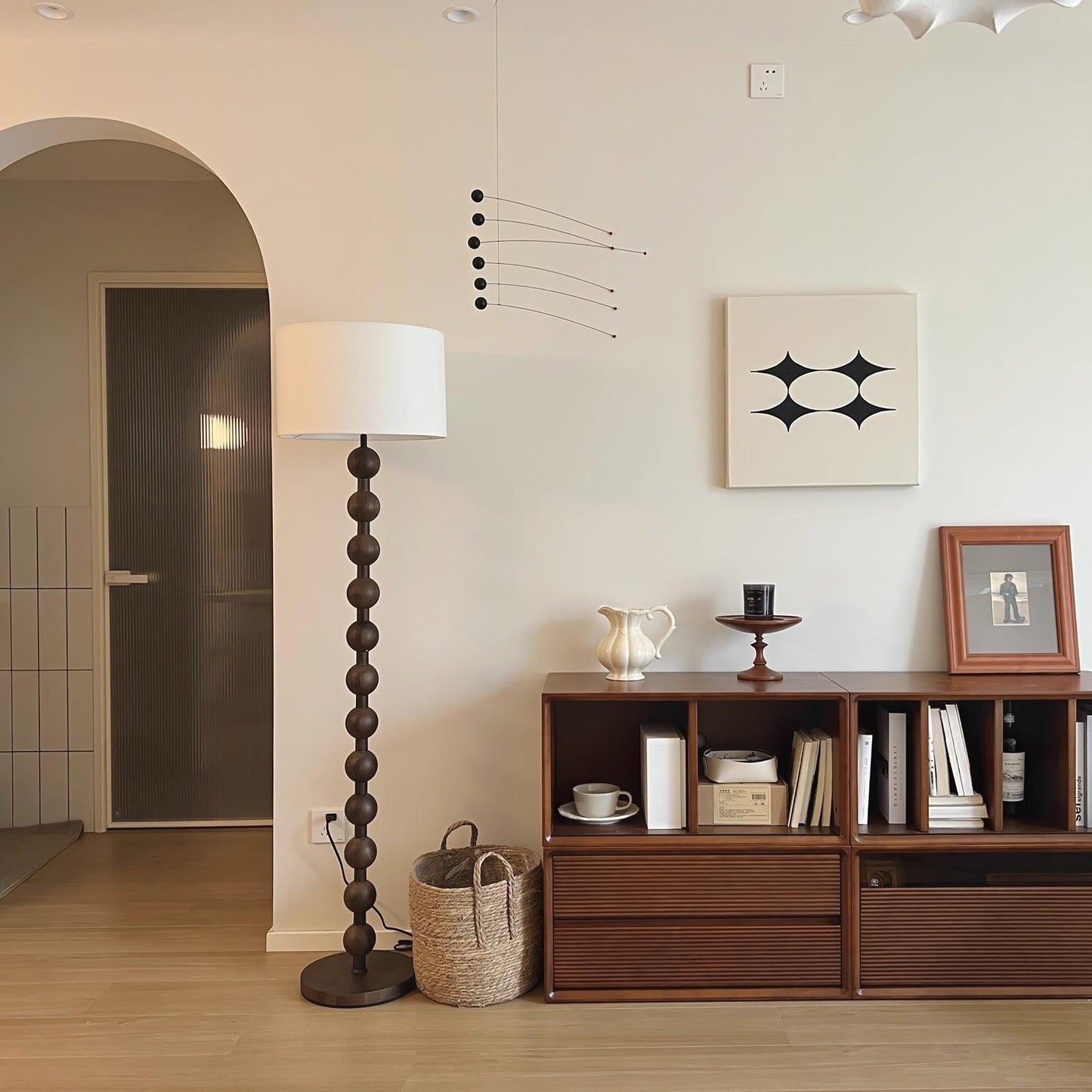 Hugo Barbell Floor Lamp - LED Indoor Lighting, Ash Wood