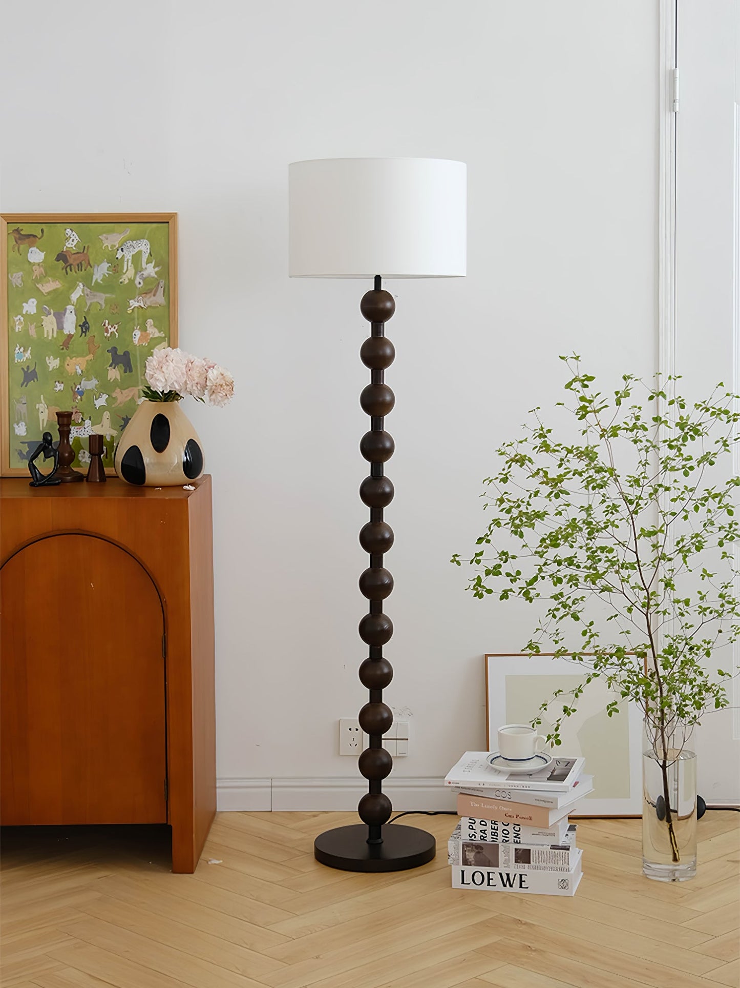 Hugo Barbell Floor Lamp - LED Indoor Lighting, Ash Wood