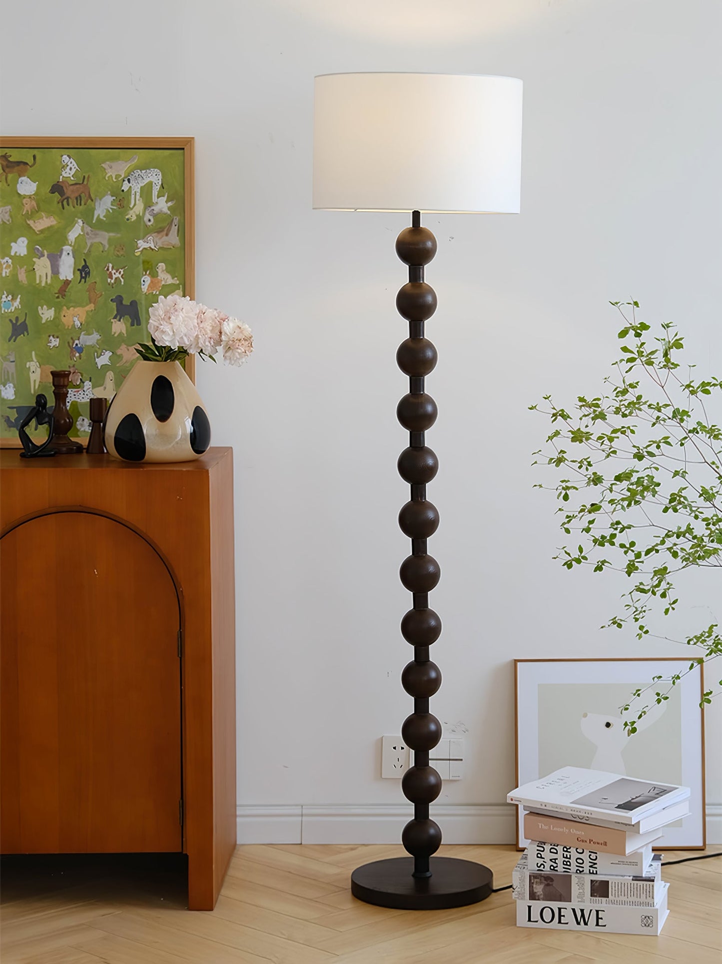 Hugo Barbell Floor Lamp - LED Indoor Lighting, Ash Wood