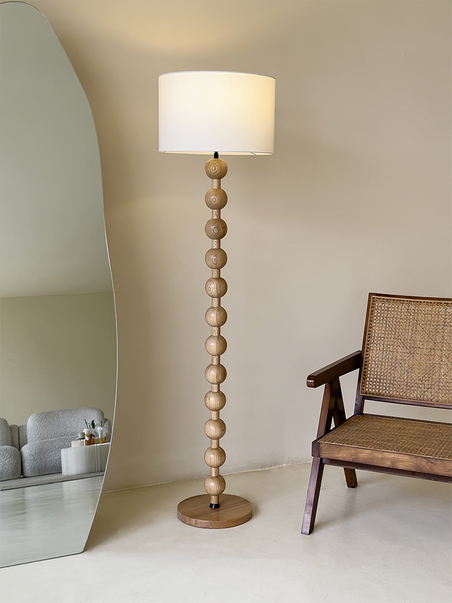 Hugo Barbell Floor Lamp - LED Indoor Lighting, Ash Wood