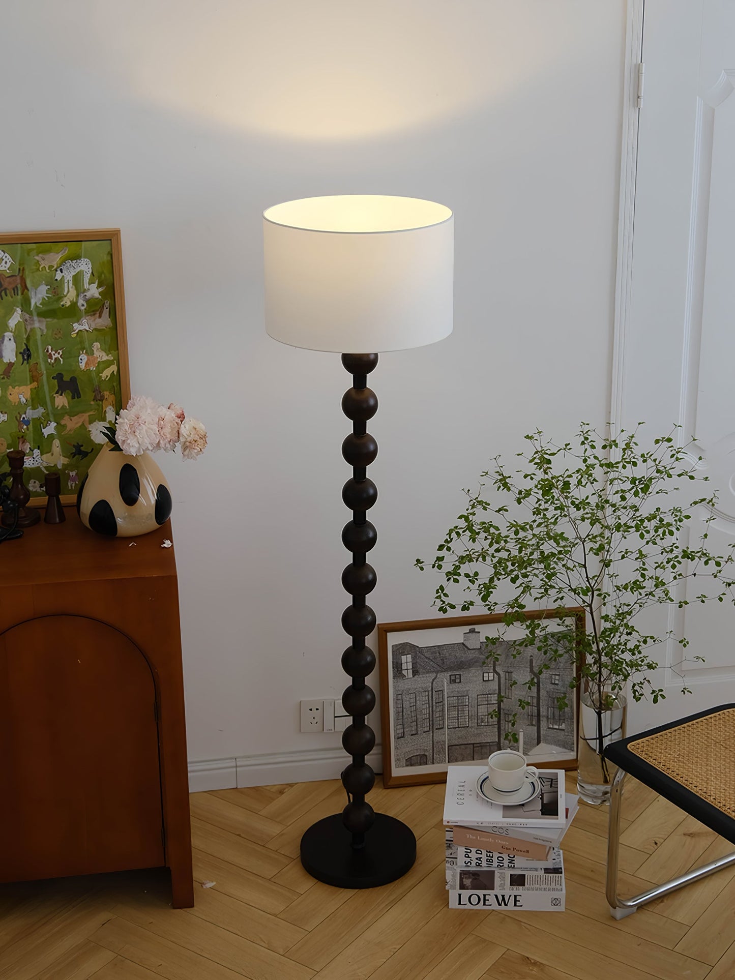 Hugo Barbell Floor Lamp - LED Indoor Lighting, Ash Wood