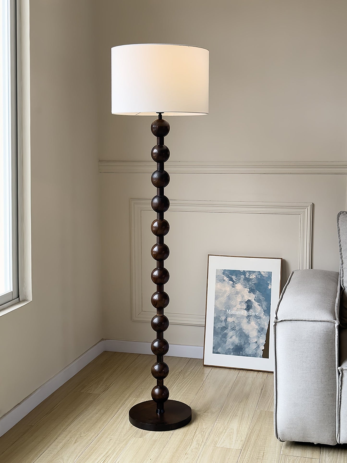 Hugo Barbell Floor Lamp - LED Indoor Lighting, Ash Wood