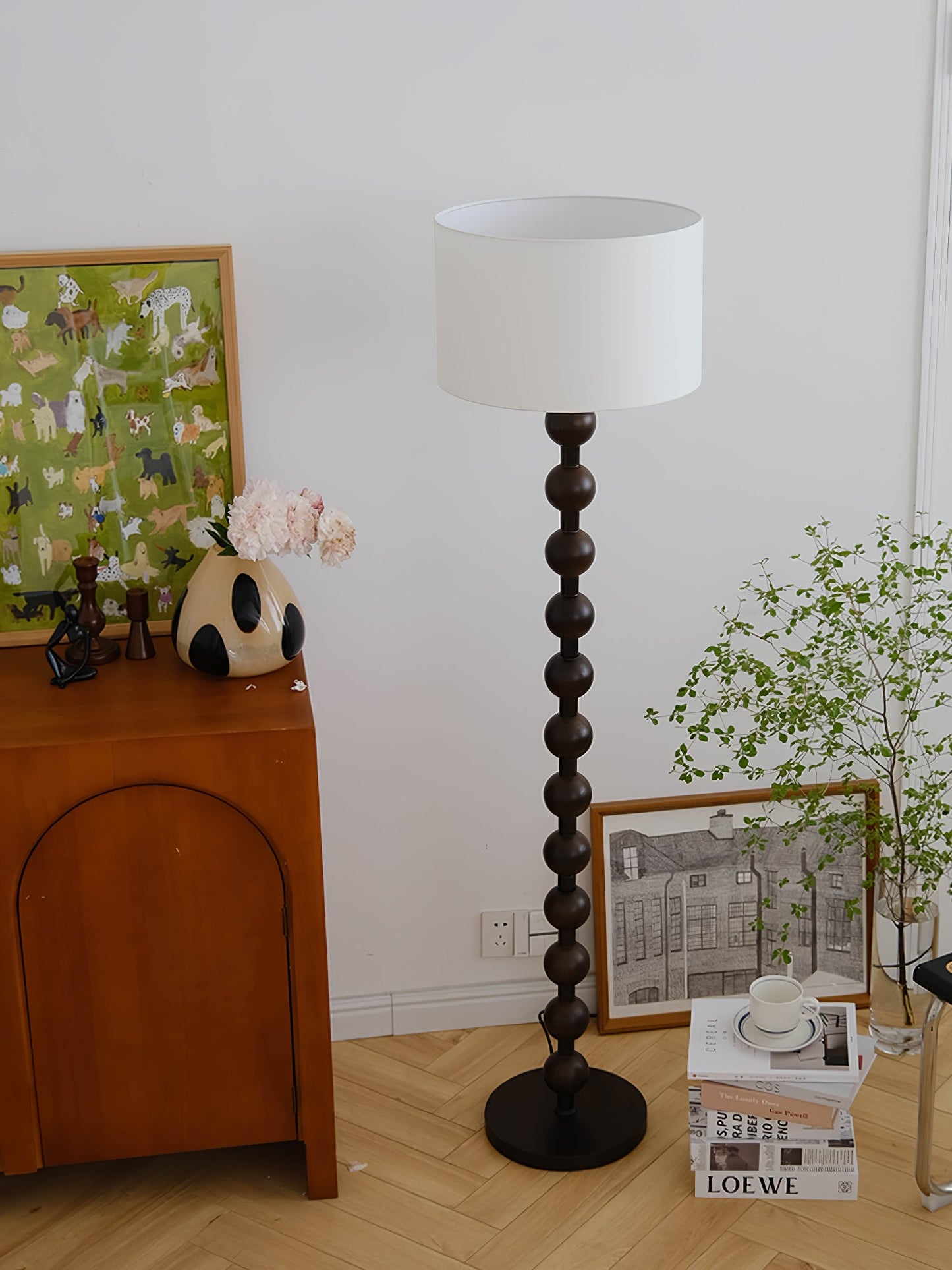 Hugo Barbell Floor Lamp - LED Indoor Lighting, Ash Wood