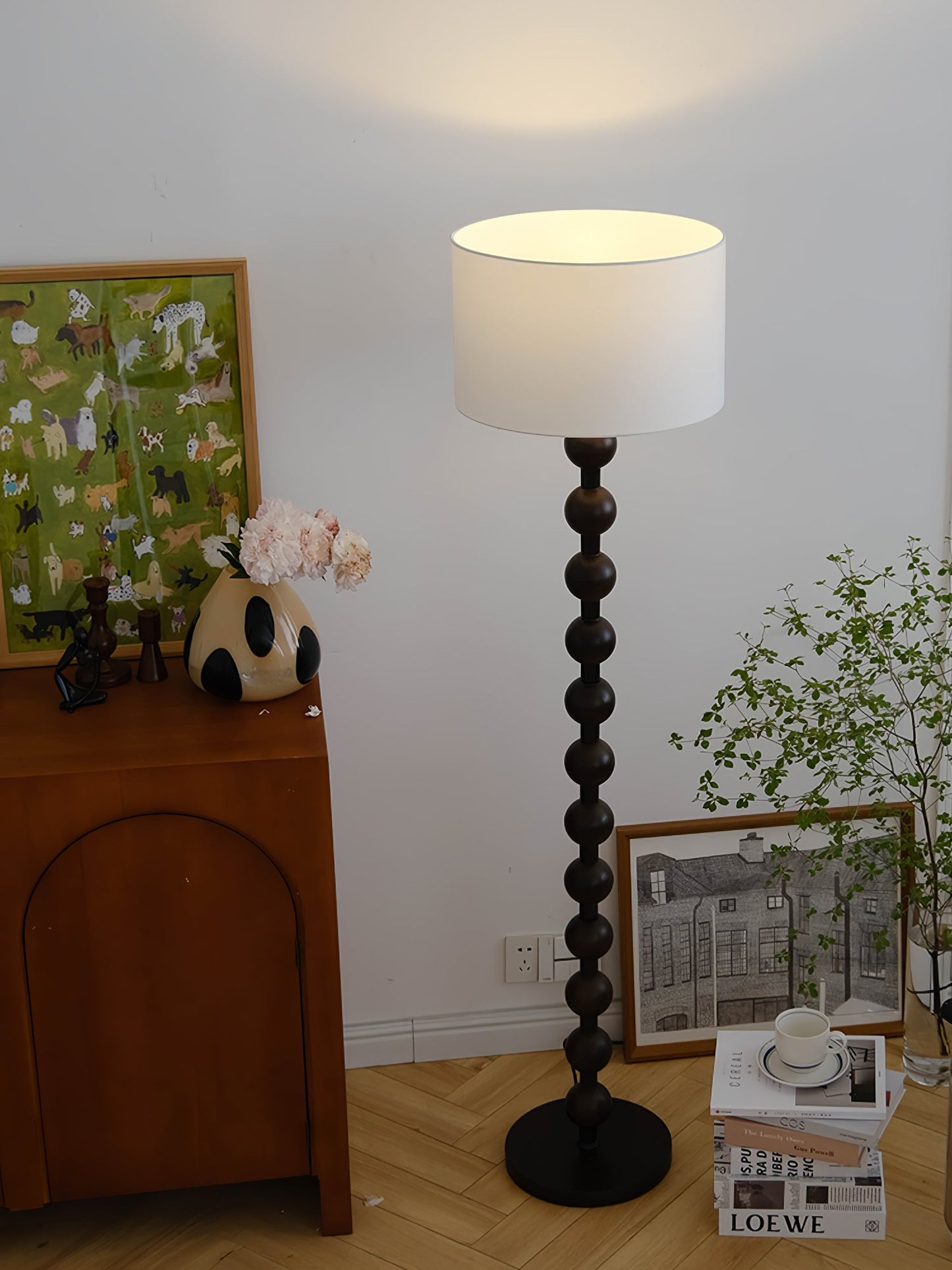 Hugo Barbell Floor Lamp - LED Indoor Lighting, Ash Wood