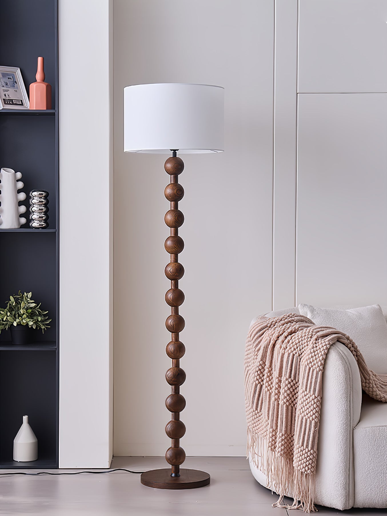 Hugo Barbell Floor Lamp - LED Indoor Lighting, Ash Wood
