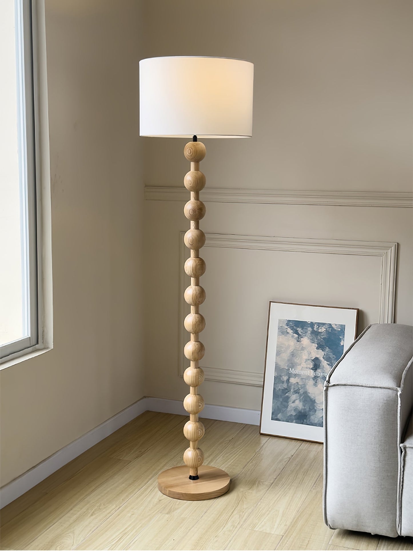 Hugo Barbell Floor Lamp - LED Indoor Lighting, Ash Wood