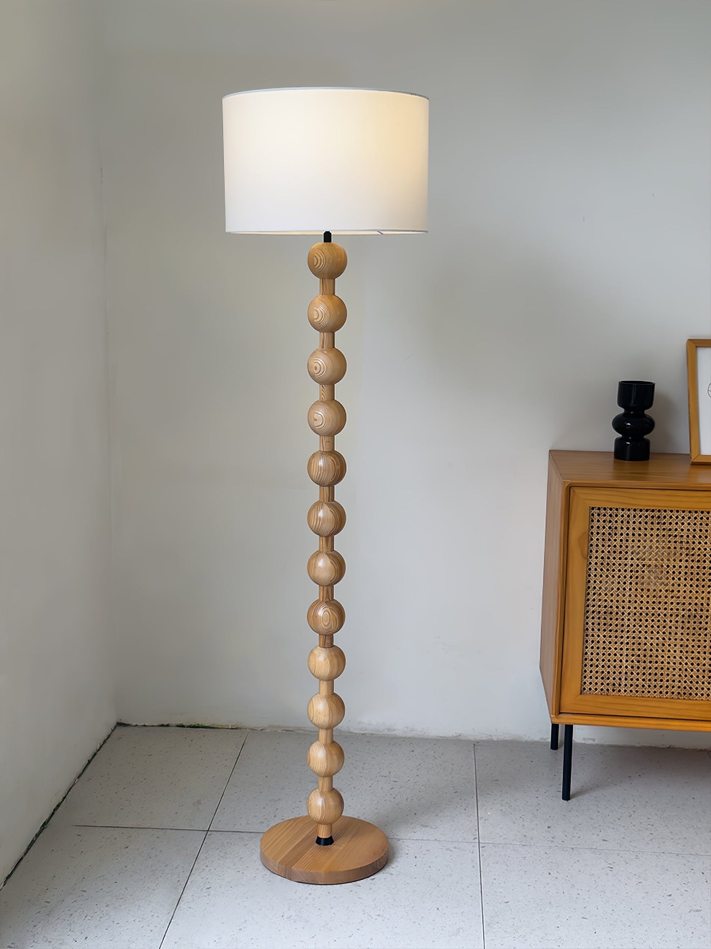 Hugo Barbell Floor Lamp - LED Indoor Lighting, Ash Wood