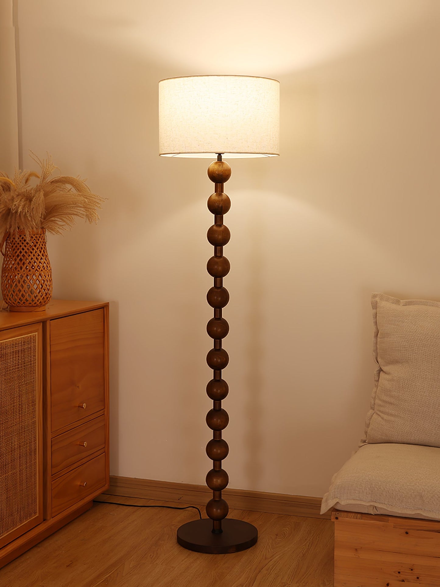 Hugo Barbell Floor Lamp - LED Indoor Lighting, Ash Wood