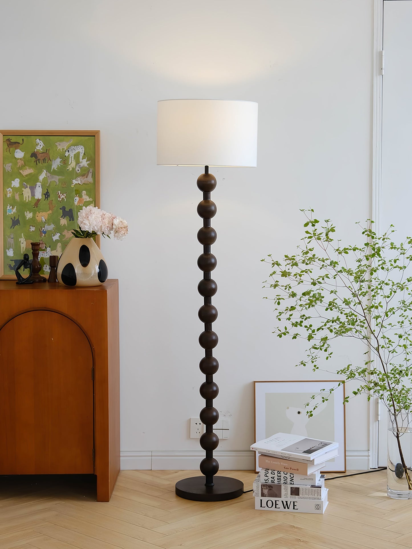 Hugo Barbell Floor Lamp - LED Indoor Lighting, Ash Wood